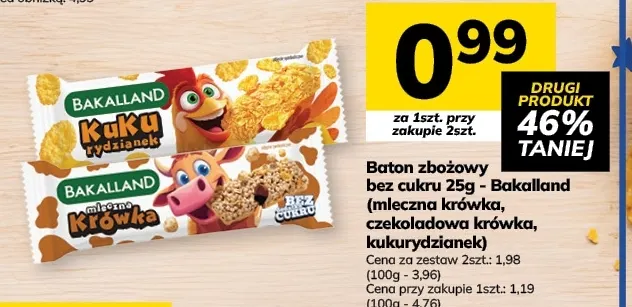 Baton zbożowy bez cukru mleczna krówka Bakalland promocja w Hitpol