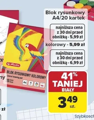 Blok rysunkowy A4/20 kartek biały Herlitz promocja w Carrefour