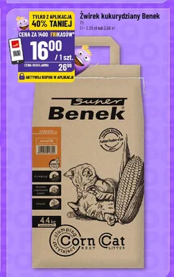 Żwirek kukurydziany Super Benek Corn Cat promocja w POLOmarket