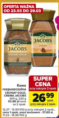 Kawa rozpuszczalna Cronat Gold, Crema Jacobs promocja w Carrefour Express