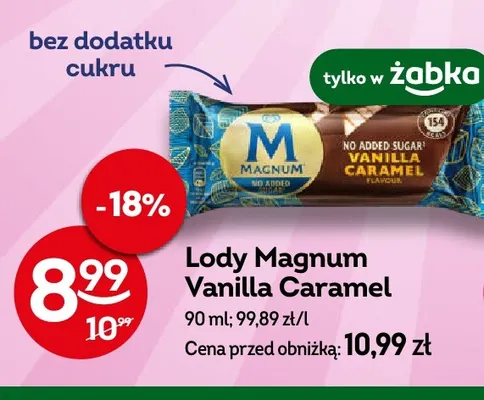 Lody Magnum Vanilla Caramel bez dodatku cukru promocja w Żabka