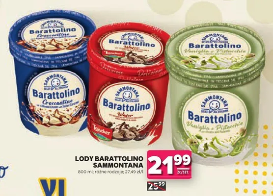 Lody Barattolino Vaniglia e Pistacchio Sammontana promocja w Stokrotka