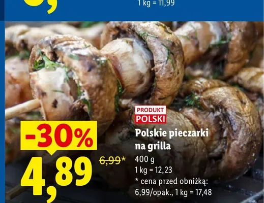 Pieczarki na grilla polskie promocja w Lidl