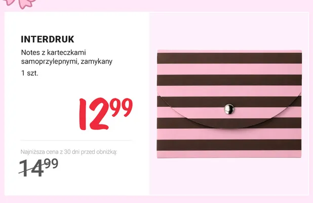 Notes z karteczkami samoprzylepnymi zamykany Interdruk promocja w Rossmann