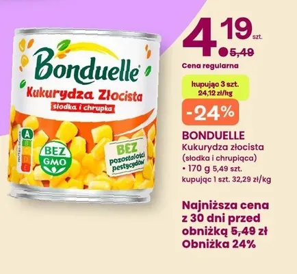 Kukurydza złocista słodka i chrupka Bonduelle promocja w Frisco