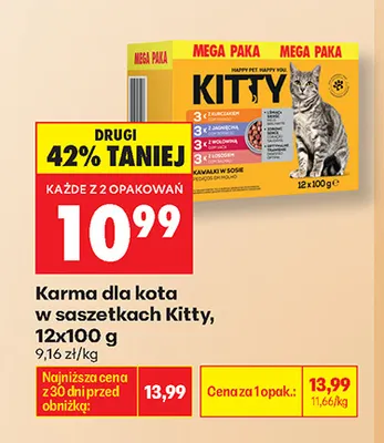 Karma dla kota w saszetkach Kitty 12-pak promocja w Biedronka