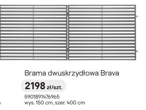 Brama dwuskrzydłowa Brava promocja w Castorama