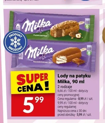 Lody na patyku Milka promocja w Twój Market