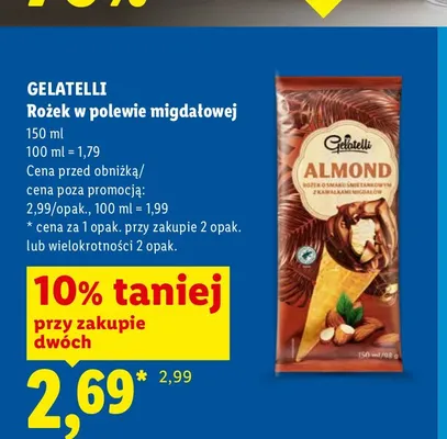 Rożek w polewie migdałowej Gelatelli promocja w Lidl