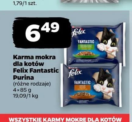Karma mokra dla kotów Felix Fantastic 4-pak promocja w Netto
