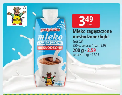 Mleko zagęszczone niesłodzone Gostyń promocja w Leclerc