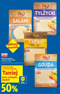 Ser żółty w plastrach Pilos Gouda promocja w Lidl