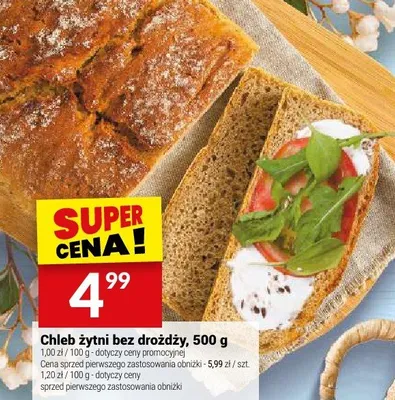 Chleb żytni bez drożdży Białecki Piekarnia promocja w Twój Market