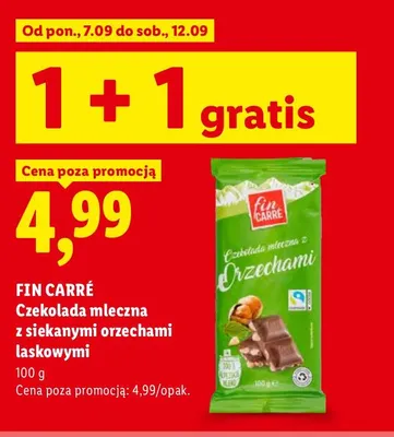 Czekolada mleczna z siekanymi orzechami laskowymi Fin Carré promocja w Lidl