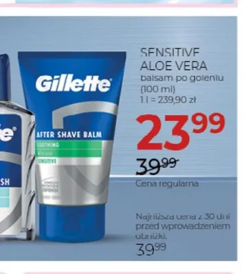 Balsam po goleniu Sensitive Aloe Vera Gillette promocja w Drogerie Jawa