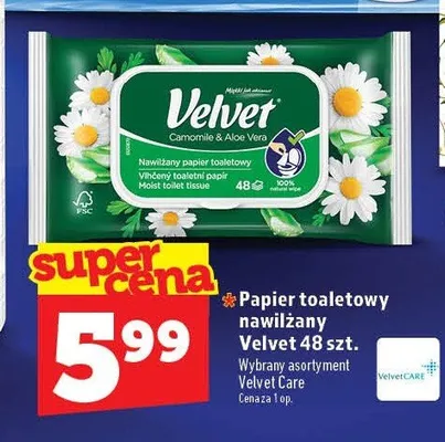 Papier toaletowy nawilżany Velvet promocja w TOPAZ