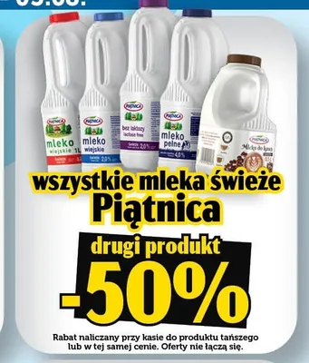 Mleka świeże Piątnica promocja w TOPAZ