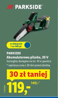 Akumulatorowa pilarka, 20 V Parkside promocja w Lidl