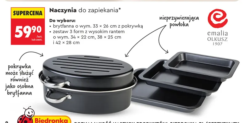 Brytfanna z pokrywką Emalia Olkusz promocja w Biedronka