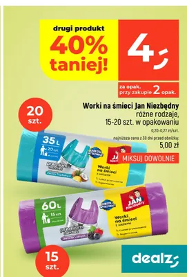 Worki na śmieci z uszami Jan Niezbędny Premium Handles o zapachu Owoców Tropikalnych 35 l 20-pak promocja w Dealz