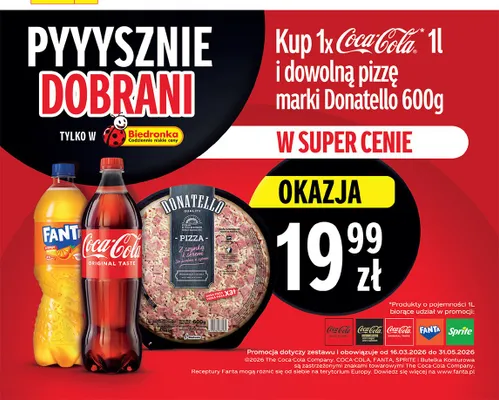 Zestaw Pizza Donatello 600g + Napój gazowany Coca-Cola Original Taste 1l promocja w Biedronka