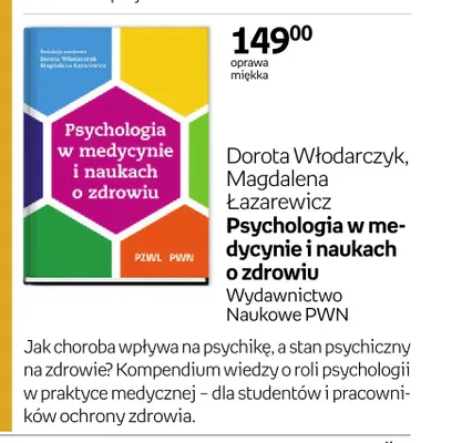 Książka Dorota Włodarczyk Magdalena Łazarewicz Psychologia w medycynie i naukach o zdrowiu promocja w Empik