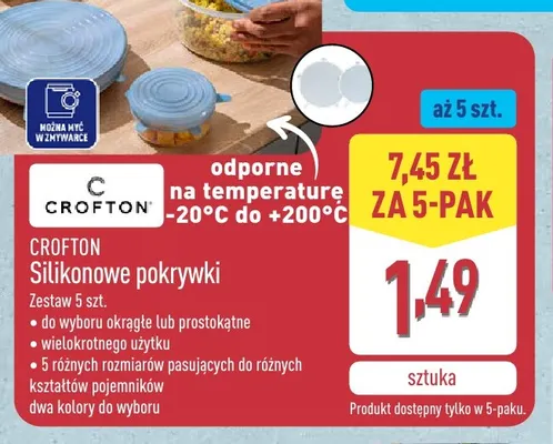 Silikonowe pokrywki okrągłe 5-pak Crofton promocja w Aldi
