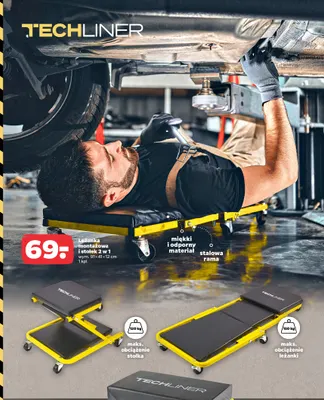 Leżanka montażowa i stołek 2 w 1 Techliner promocja w Netto
