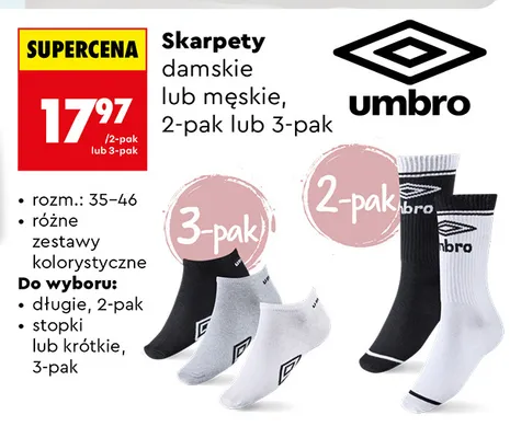 Skarpety męskie Umbro 3-pak promocja w Biedronka