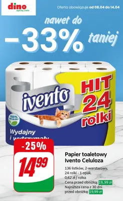 Papier toaletowy 24 szt. promocja w Dino