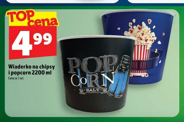 Wiaderko na chipsy i popcorn 2200 ml promocja w TOPAZ