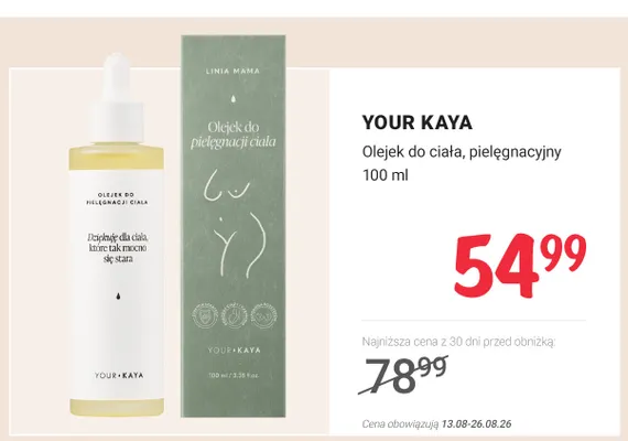 Olejek do pielęgnacji ciała Your Kaya Linia Mama promocja w Rossmann