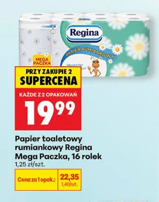 Papier toaletowy rumiankowy Regina Mega Paczka promocja w Biedronka
