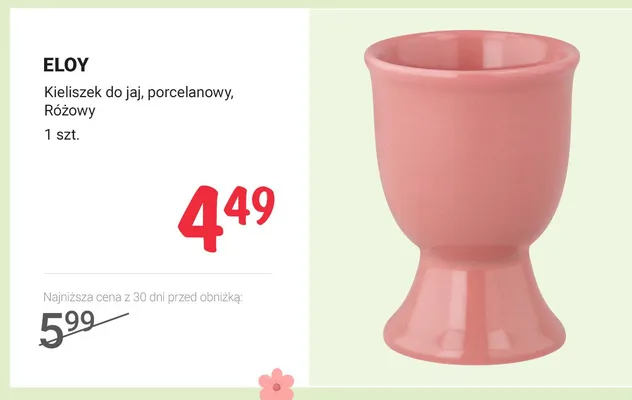 Kieliszek do jaj, porcelanowy, różowy promocja w Rossmann