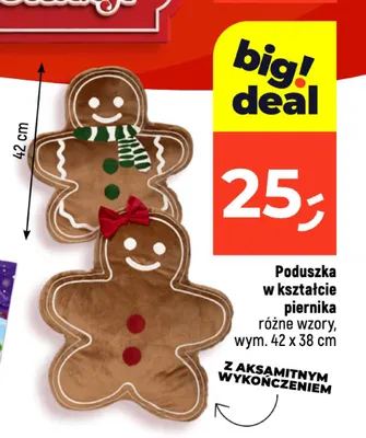 Poduszka w kształcie piernika 42x38 cm promocja w Dealz