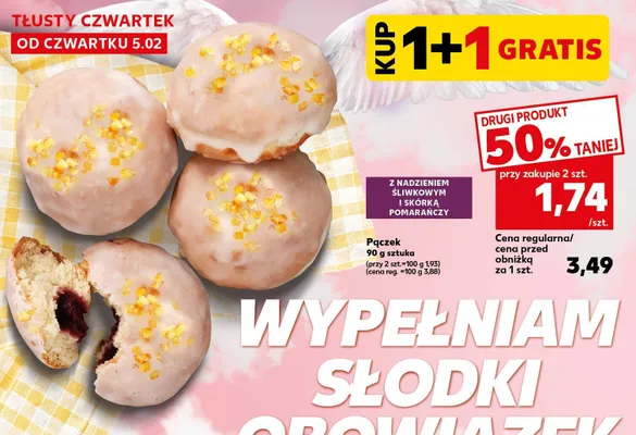 Pączek z nadzieniem śliwkowym i skórką pomarańczy promocja w Kaufland