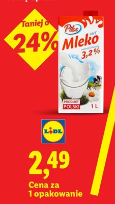 Mleko UHT 3,2% Pilos promocja w Lidl