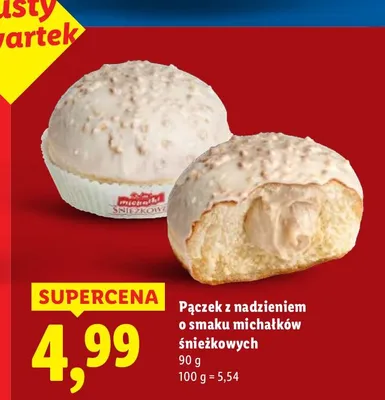 Pączek z nadzieniem o smaku michałków śnieżkowych promocja w Lidl
