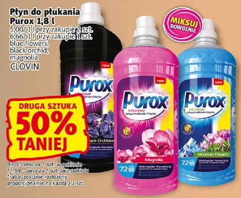 Płyn do płukania Purox blue flowers Clovin promocja w Prim Market