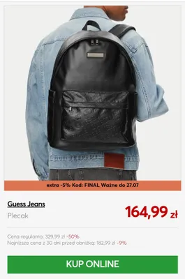 Plecak Guess Jeans promocja w eobuwie.pl