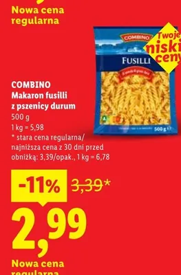 Makaron fusilli z pszenicy durum Combino promocja w Lidl