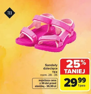 Sandały dziecięce TEX promocja w Carrefour