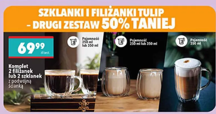 Komplet 2 filiżanek lub 2 szklanek z podwójną ścianką promocja w Biedronka