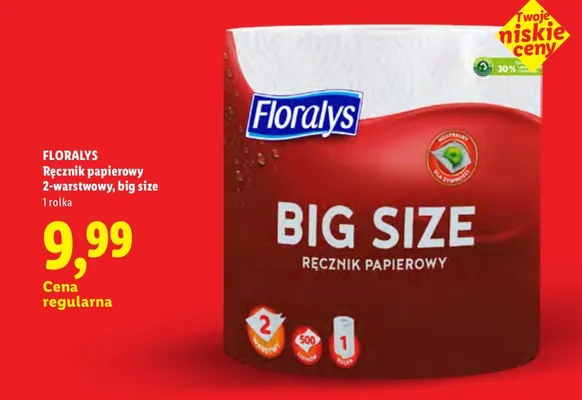 Ręcznik papierowy Floralys 2-warstwowy big size promocja w Lidl