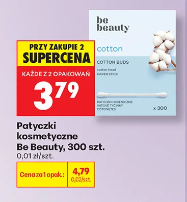 Patyczki kosmetyczne Be Beauty 300-pak promocja w Biedronka