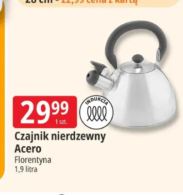 Czajnik nierdzewny Acero Florentyna 1,9 l promocja w Leclerc