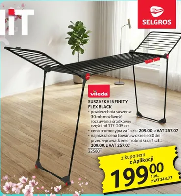 Suszarka Infinity Flex Black Vileda promocja w Selgros