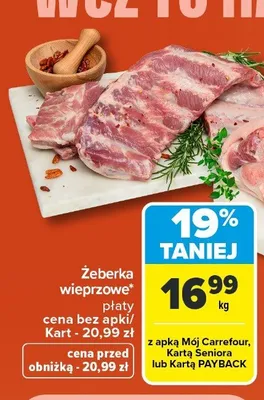 Żeberka wieprzowe płaty promocja w Carrefour