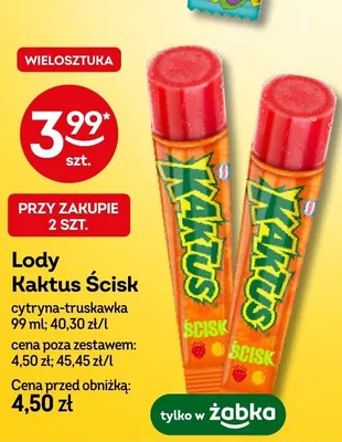 Lody Kaktus Ścisk cytryna-truskawka promocja w Żabka