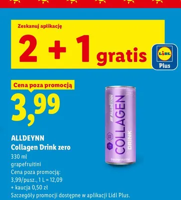Collagen Drink zero grapefruitini Alldeynn promocja w Lidl